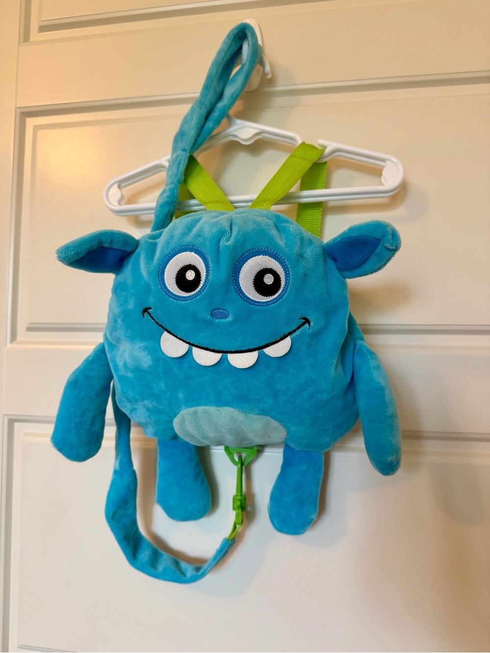 Kids Plush Blue Monster Backpack - Cute Soft Toy Bag